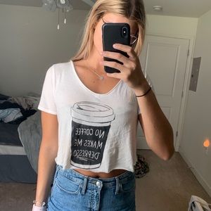 “NO COFFEE MAKES ME DEPRESSO” CROPPED T-SHIRT